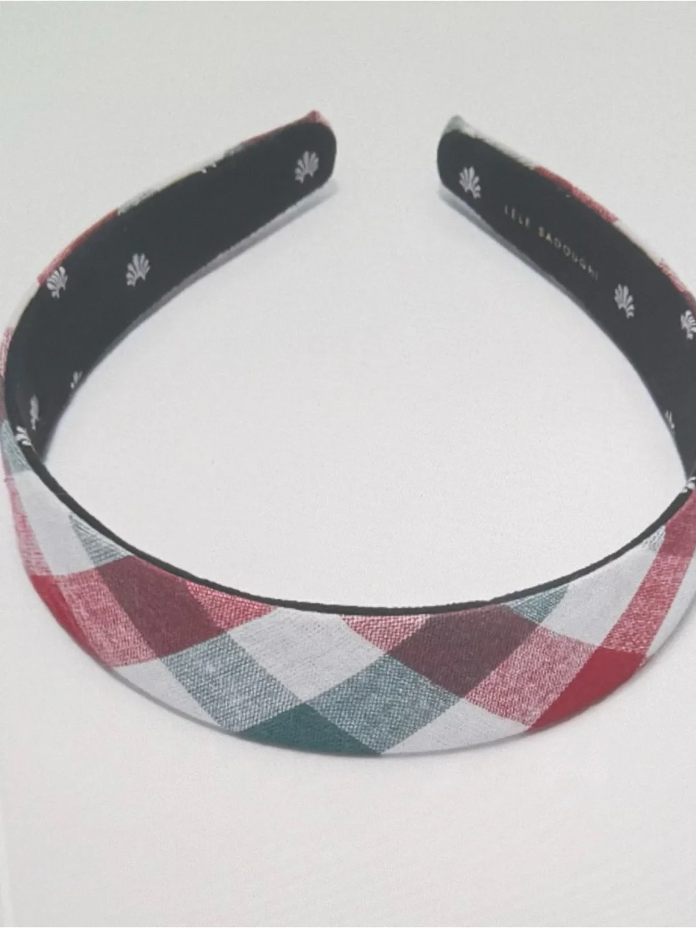 Lele Sadoughi, NWTs gingham , Plaid Fabric Headband in Red, Green & White